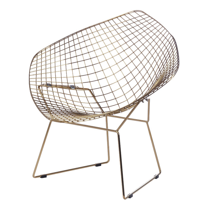 Fine Mod Imports Gold Wire Diamond Chair, Black, Set of 2 Chairs | Accent Chairs | Modishstore
