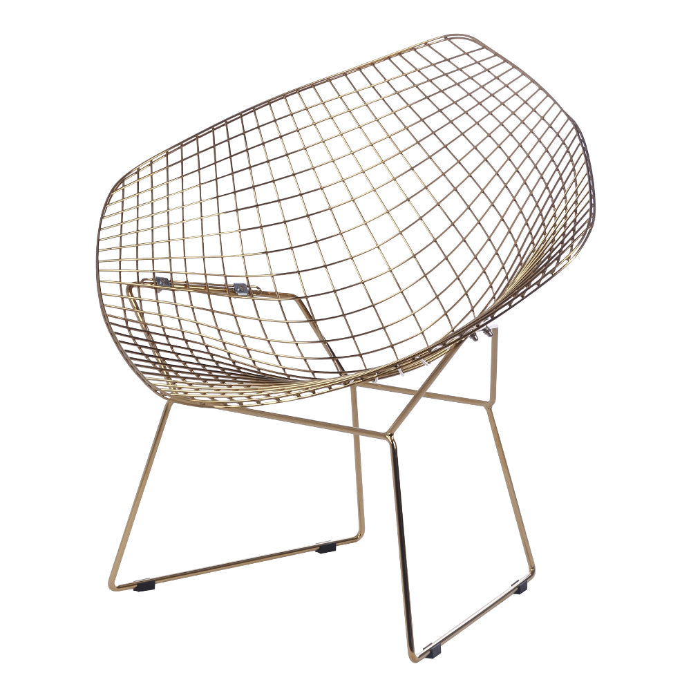 Fine Mod Imports Gold Wire Diamond Chair, Black, Set of 2 Chairs | Accent Chairs | Modishstore
