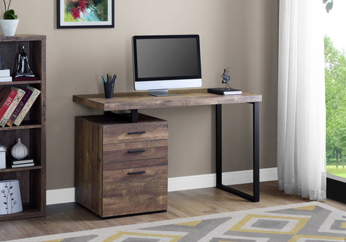 Brown Black Particle Board Hollow Core Metal Computer Desk By Homeroots | Desks | Modishstore