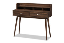 Load image into Gallery viewer, baxton studio disa mid century modern walnut brown finished 2 drawer desk | Modish Furniture Store-2