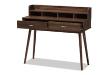 Load image into Gallery viewer, baxton studio disa mid century modern walnut brown finished 2 drawer desk | Modish Furniture Store-3