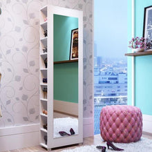 Load image into Gallery viewer, Accentuations by Manhattan Comfort Valencia 2.0 - 9 Shelf Shoe Closet with Full Length Mirror in White