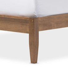 Load image into Gallery viewer, Baxton Studio Loafey Mid-Century Modern Solid Walnut Wood Window-Pane Style Queen Size Platform Bed | Beds | Modishstore - 4