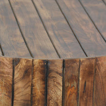 Load image into Gallery viewer, 34 Inch Handmade Wooden Round Coffee Table With Plank Design, Burned Brown By Benzara | Coffee Tables |  Modishstore  - 4