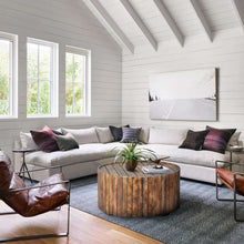 Load image into Gallery viewer, 34 Inch Handmade Wooden Round Coffee Table With Plank Design, Burned Brown By Benzara | Coffee Tables |  Modishstore  - 6