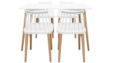 Load image into Gallery viewer, Vincent White Dining 5 Pc Set Spindle Chairs By Modholic | Dining Sets | Modishstore - 4