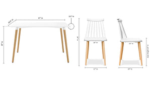 Vincent White Dining 5 Pc Set Spindle Chairs By Modholic | Dining Sets | Modishstore - 3